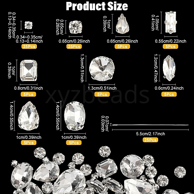 90Pcs 10 Styles Sew on Rhinestone RGLA-YW0002-10-1