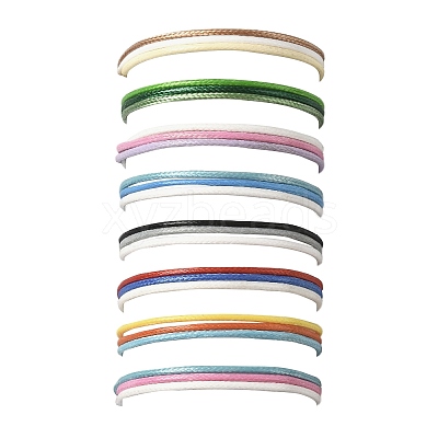 8Pcs 8 Colors Korean Waxed Polyester Cord Braided Bead Bracelets BJEW-FS00024-1