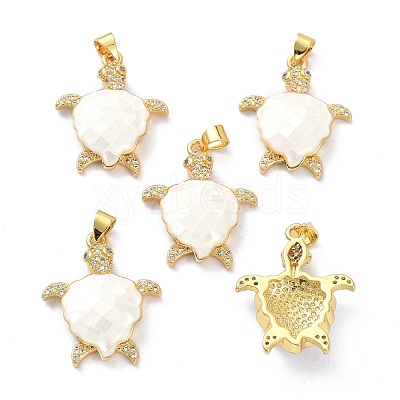 Real 18K Gold Plated Brass Micro Pave Clear Cubic Zirconia Pendants X-KK-D004-05G-D-1