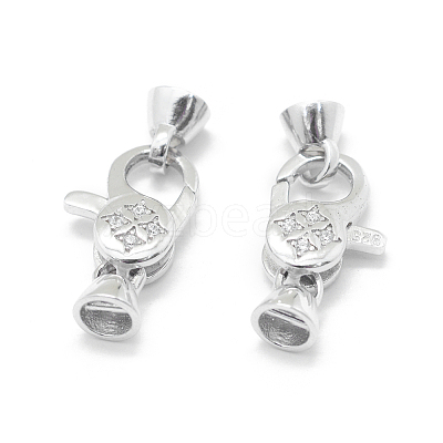 Anti-Tarnish Rhodium Plated 925 Sterling Silver Lobster Claw Clasps STER-L055-062P-1