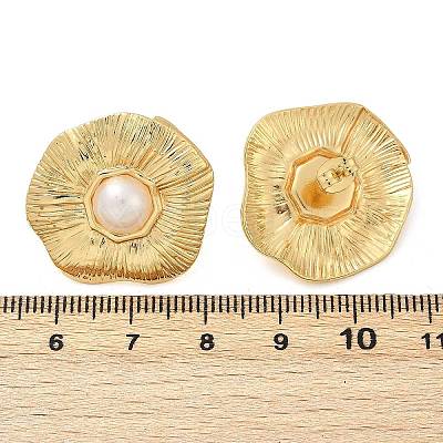 304 Stainless Steel ABS Plastic Pearl Stud Earrings LS-STAS-D368-01C-G-1