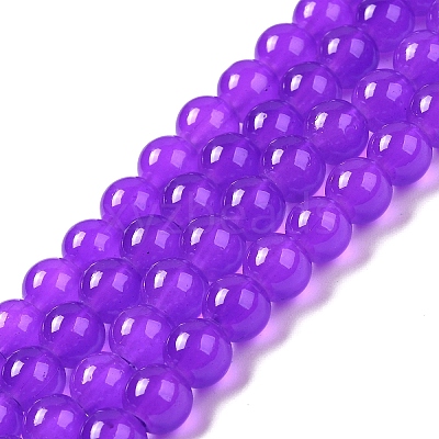 Baking Paint Imitation Jade Glass Round Bead Strands X-DGLA-Q021-8mm-27-1