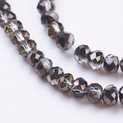 Half Plated Faceted Rondelle Electroplate Glass Bead Strands X-EGLA-D020-3x2mm-12-1