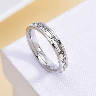 304 Stainless Steel with Crystal Rhinestone Finger Rings FS-WGF5DC4-07-1