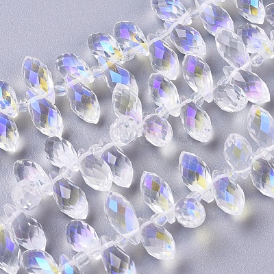 Electroplate Glass Faceted Teardrop Beads Strands X-EGLA-D014-38-1