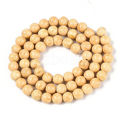 Dyed Synthetic Fossil Beads Strands G-T139-6mm-66B-1