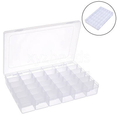 36 Grids Transparent Plastic Adjustable Dividers Boxes with Hinged Lid CON-PA0001-08-1