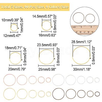200Pcs 20 Style Brass Linking Rings KK-CA0003-54-1