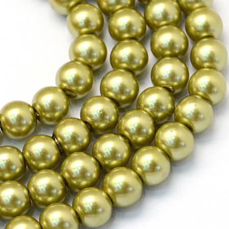 Baking Painted Pearlized Glass Pearl Round Bead Strands X-HY-Q330-8mm-43-1