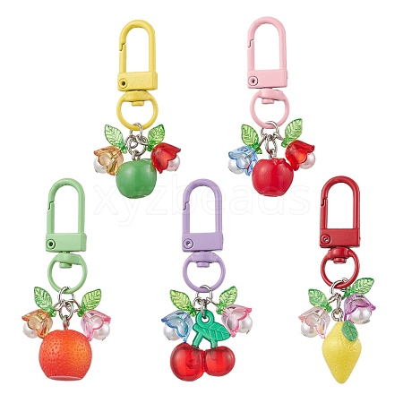 Fruit Resin & Acrylic Pendant Decorations HJEW-JM02987-1