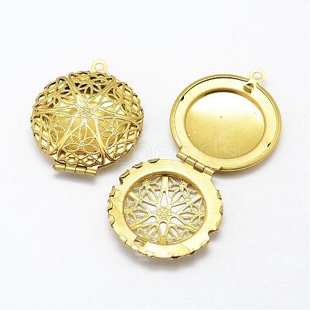 Brass Locket Pendants KK-P094-22-1