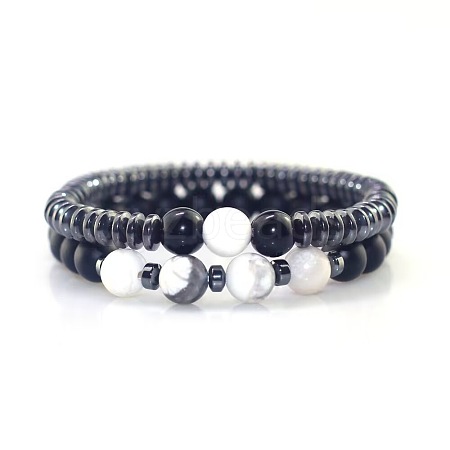 Volcano Stone Black Gallstone Bracelet Set Combination Hip Hop Elastic Bracelet Bracelet Bracelet MV1317-4-1