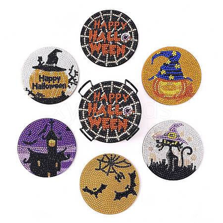 Halloween Theme DIY Diamond Painting Coaster Kits PW-WG4BE15-01-1