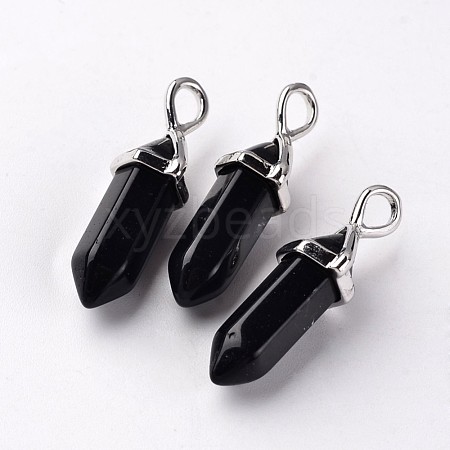 Bullet Natural Obsidian Pointed Pendants X-G-E332-A03-1