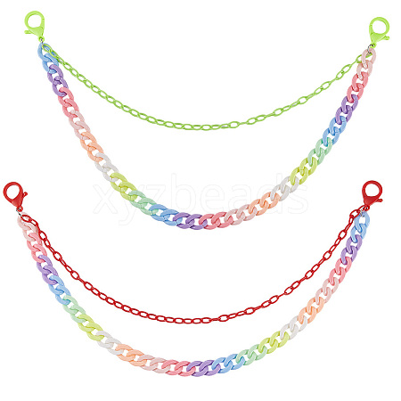 2Pcs 2 Colors Resin Double Layer Chain Belts for Pants AJEW-GF0011-20C-1