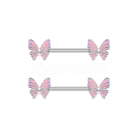 304 Stainless Steel Enamel Butterfly Nipple Barbells WG20A72-05-1