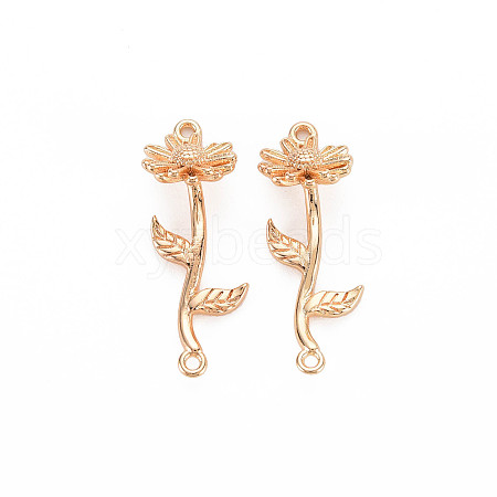 Brass Birth Flower Connector Charms X-KK-S364-229-1