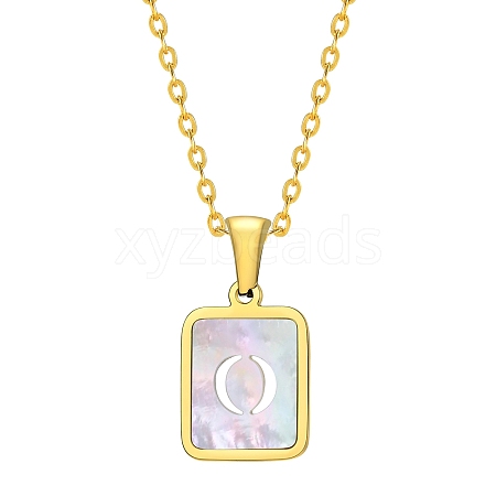 Shell Rectangle Pendant Initial Necklaces PW-WGEBFCF-15-1