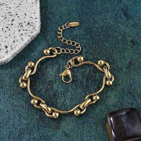 304 Stainless Steel Link Chain Bracelets for Women BJEW-F488-09G-1