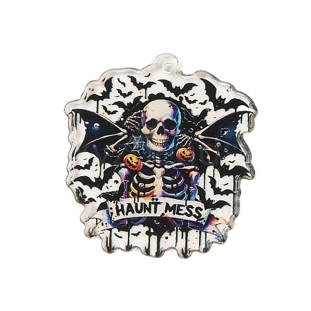 Halloween Theme Opaque Printed Acrylic Pendants SACR-S034-05E-1