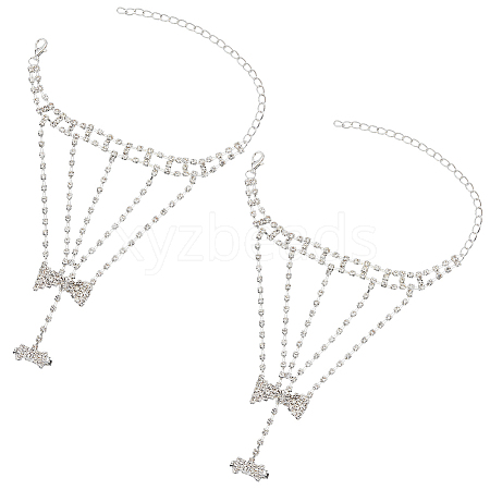 2Pcs Crystal Rhinestone Tennis Ring Bracelet BJEW-CN0001-17B-1
