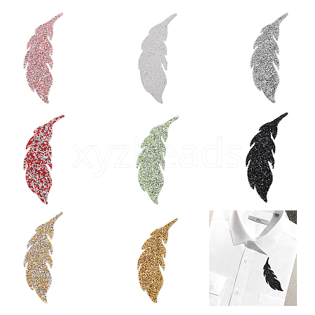 CHGCRAFT 8Pcs 8 Colors Leaf Shape Hotfix Rhinestone DIY-CA0005-47-1