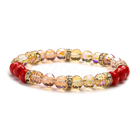 UV Plating Glass Beads Stretch Bracelets for Women FY7008-3-1