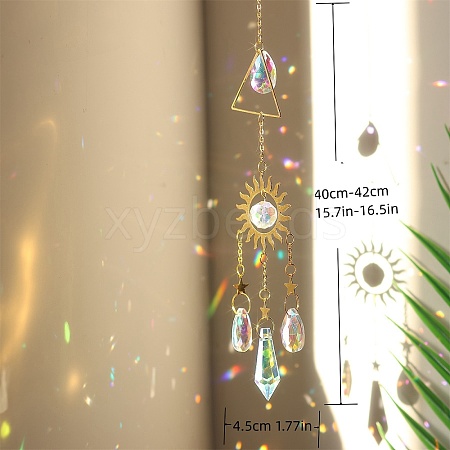 Crystal Glass & Brass & Iron Sun Catcher Pendant PW-WGF19EC-02-1