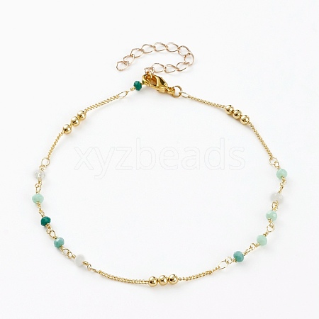 Faceted Glass Beaded Anklets AJEW-AN00379-04-1