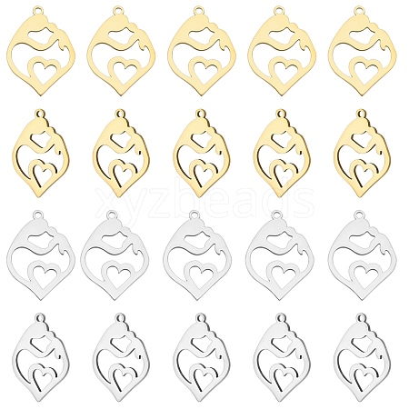 DICOSMETIC 20PCS 2 Colors 201 Stainless Steel Pendants STAS-DC0004-13-1