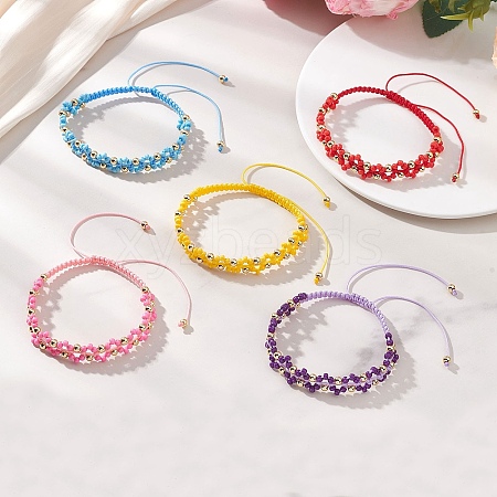 5Pcs Glass Braided Beaded Bracelets BJEW-MZ00304-1