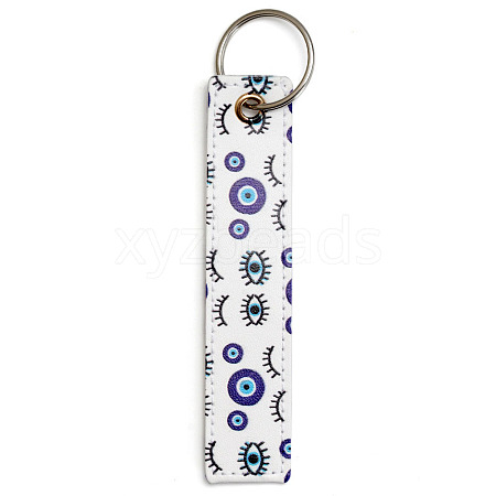 PU Leather Rectangle with Evil Eye Keychain PW-WG8C289-01-1