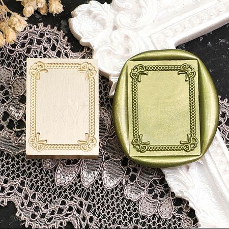 Rectangle Flower Frame Brass Stamp Heads AJEW-M037-04G-01-1