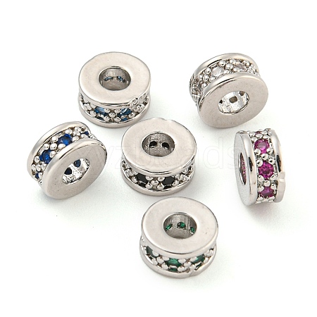 Rack Plating Brass Micro Pave Cubic Zirconia Spacer Beads KK-F089-39B-P-1