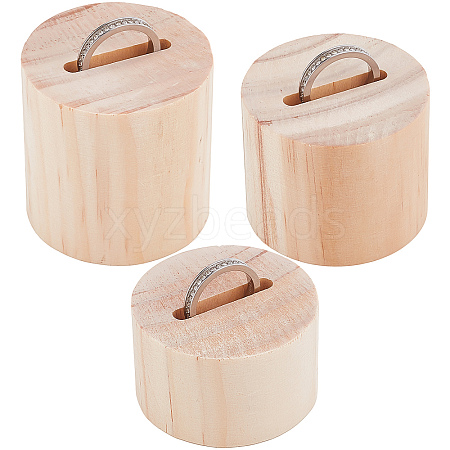 3 Sizes Wood Ring Display Pedestal Set ODIS-WH0029-95-1