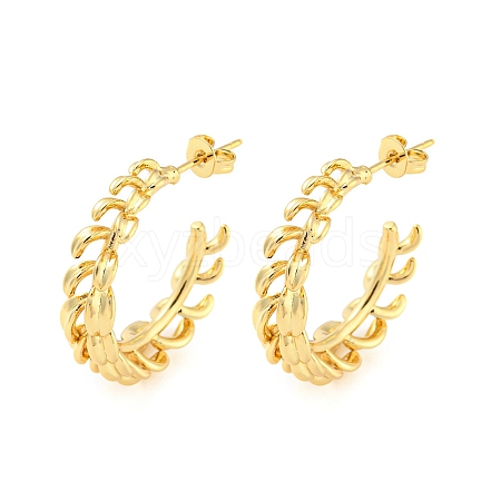 Rack Plating Brass Leafy Branch Stud Earrings EJEW-P240-12G-1