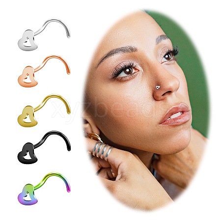 316L Surgical Stainless Steel Heart Fishtail Nose Rings WGE50C7-01-1