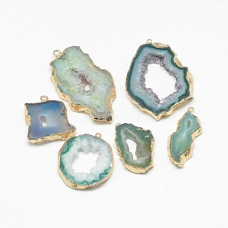 Natural Druzy Agate Pendants G-Q494-65H-G-1