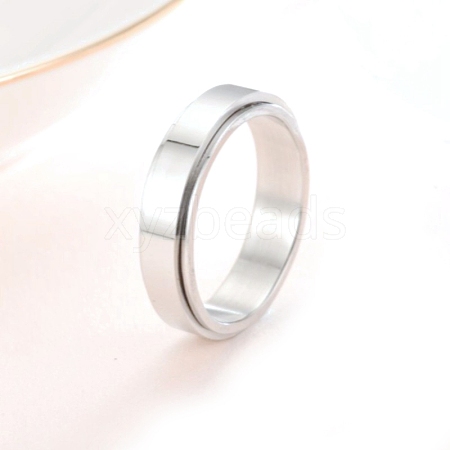 Rotating 201 Stainless Steel Finger Rings for Men Women PW-WGF9BE0-07-1