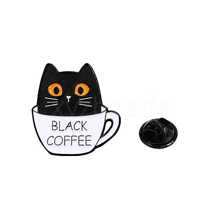 Cat Black Coffee Enamel Pins PW-WGC9800-04-1