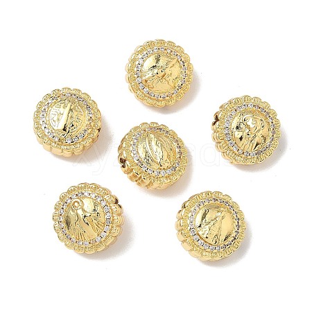 Brass Micro Pave Cubic Zirconia Beads KK-Q068-44G-1