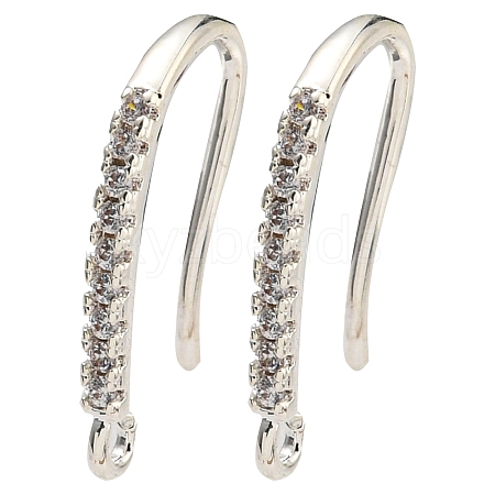 Rack Plating Brass Pave Cubic Zirconia Earring Hooks KK-O143-20S-1