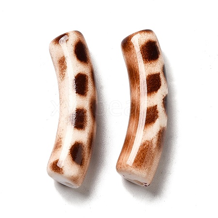 Spray Painted Leopard Print Opaque Acrylic Beads X-OACR-L013-036-1