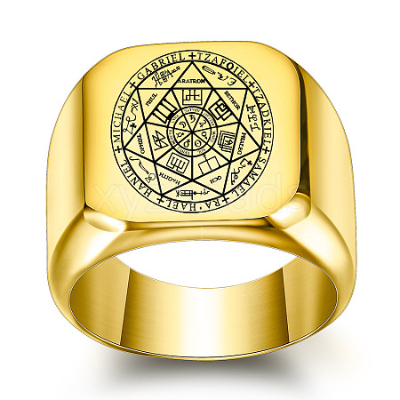 The Seven-Pointed Star Pattern 304 Stainless Steel Finger Rings FS-WGB7142-20-1