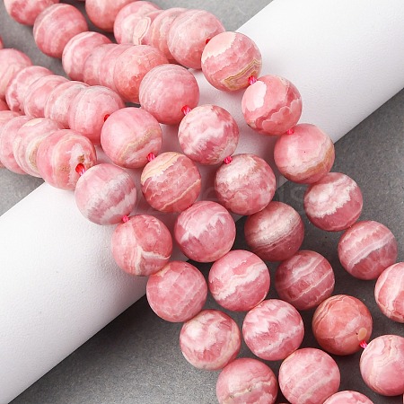Natural Rhodochrosite Beads Strands G-J369-03-10mm-A-1