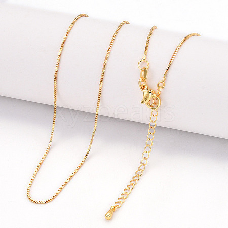 Brass Box Chain Necklaces for Women NJEW-G084-12G-1