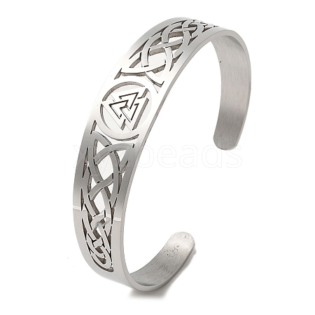Non-Tarnish 304 Stainless Steel Hollow Cuff Bangles BJEW-Z022-03P-1