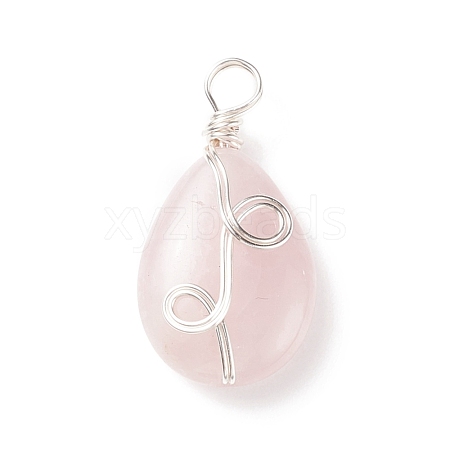 Natural Rose Quartz Pendants PALLOY-JF01750-02-1