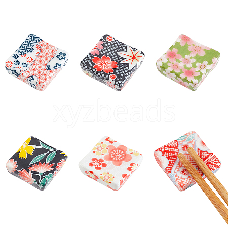 CHGCRAFT 6Pcs 6 Colors Japanese Style Porcelain Chopsticks Stand DJEW-CA0001-24-1