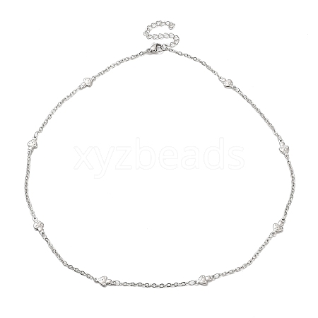 304 Stainless Steel Mushroom Link Chain Necklace NJEW-K249-03P-1